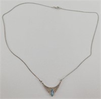 Sterling Silver Necklace with Blue Stone - 3.34