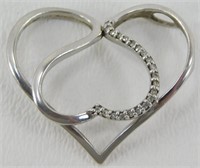 Sterling Silver Heart Pendant with Clear Stones -