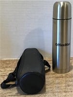 OFFICE MAX STAINLESS BULLET THERMOS IN CASE