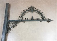 Colonial Revival Wrought Iron Sign Hanger & Post