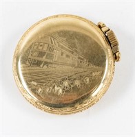 Waltham Pocket Watch w/ Train Engraved on Back