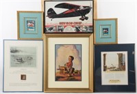 Lot of Early Aviation Related Framed Items