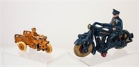 Two Cast Iron Motorcycle Toys