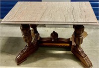 ANTIQUE MARBLE TOP WOOD TABLE