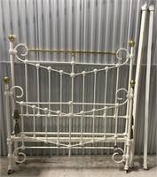 VERY HEAVY WHITE CAST IRON FULL SIZE BED FRAME