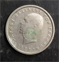 1962 GREECE GREEK 2 DRACHMA COIN
