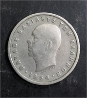 1954 GREECE GREEK 5 DRACHMA COIN