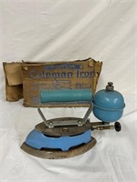 Blue Enamel Coleman Gas Iron W box