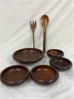 Vintage mahogany Rich wooden bowls serving pieces