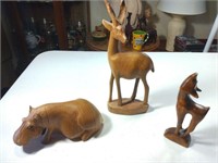 3 HAND CARVED ANIMALS
