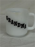 Vintage glasbake grandmother milk glass mug
