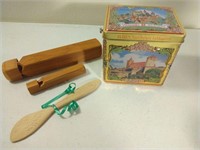 GERMAN CANDY MUSIC BOX, WOODEN FLUTES