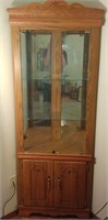 MIRRORED AND LIGHTED CORNER DISPLAY CABINET