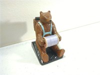 HAND CARVED BEAR SEWING CADDY