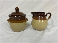 Pottery Creamer Jar Brown & sugar