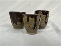 Vintage SIGNED pottery small tea shot cup size