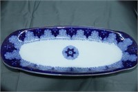 2 Antique German Flow Blue Oblong Bowls