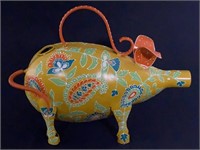 Whimsical Hand Painted Pig Watering Can