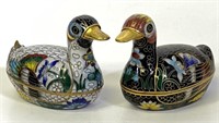 Chinese Cloisonne Duck Boxes