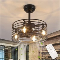 Industrial Retro Cage Ceiling Fan With Lights