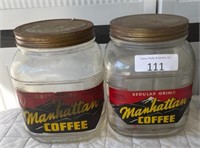 (2) Manhattan Coffee Jars