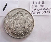 1958 Canadian Silver One Dollar Coin