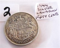 1944 Canadian Silver Fifty Cents Coin