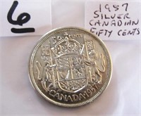 1957 Canadian Silver Fifty Cents Coin
