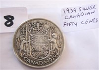 1939 Canadian Silver Fifty Cents Coin