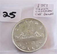 1953 Canadian Silver One Dollar Coin