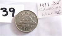 1937 Dot Canadian Five Cents