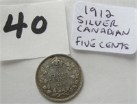 1912 Canadian Silver Five Cents Coin