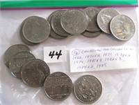 16 Canadian One Dollar Coins(not silver)