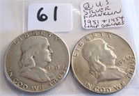 1951 & 1954 U.S. Silver Franklin Half Dollars
