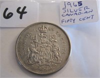 1965 Canadian Silver Fifty Cents Coin