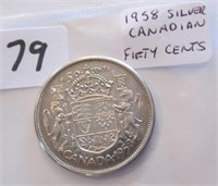 1958 Canadian Silver Fifty Cents Coin