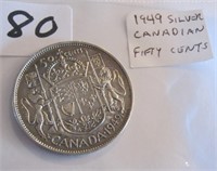 1949 Canadian Silver Fifty Cents Coin