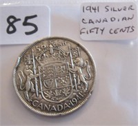 1941 Canadian Silver Fifty Cents Coin