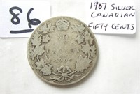 1907 Canadian Silver Fifty Cents Coin