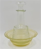 * Yellow Depression Glass Bowl and Decanter with