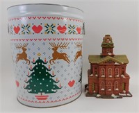 * Large Bertels Can Co. Christmas Tin with