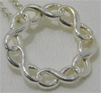 Sterling Silver Necklace & Round Pendant