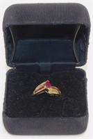 10k Gold Ring with Real Rubies/Baguettes/Marquise