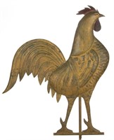 19th-century molded-copper hollow-body rooster weathervane of large size, from a good selection of folk art weathervanes