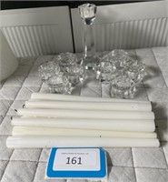 Glass Candle Holders and White Tapered Candles