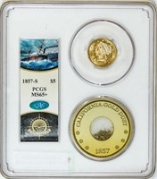 $5 1857-S PCGS MS65+ CAC S.S.C.A.