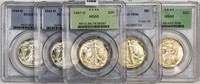 50C 1941-D TO 1946-D PCGS MS66 LOT OF 6.