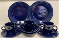 FIESTA WARE DISHES NAVY PLATES BOWLS 3 CUPS