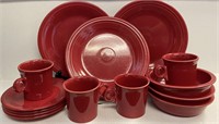 FIESTA WARE DISHES RED PLATES BOWLS 4 CUPS