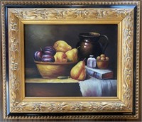 GOLD BLACK FRAMED PAINTING FIGS PEARS